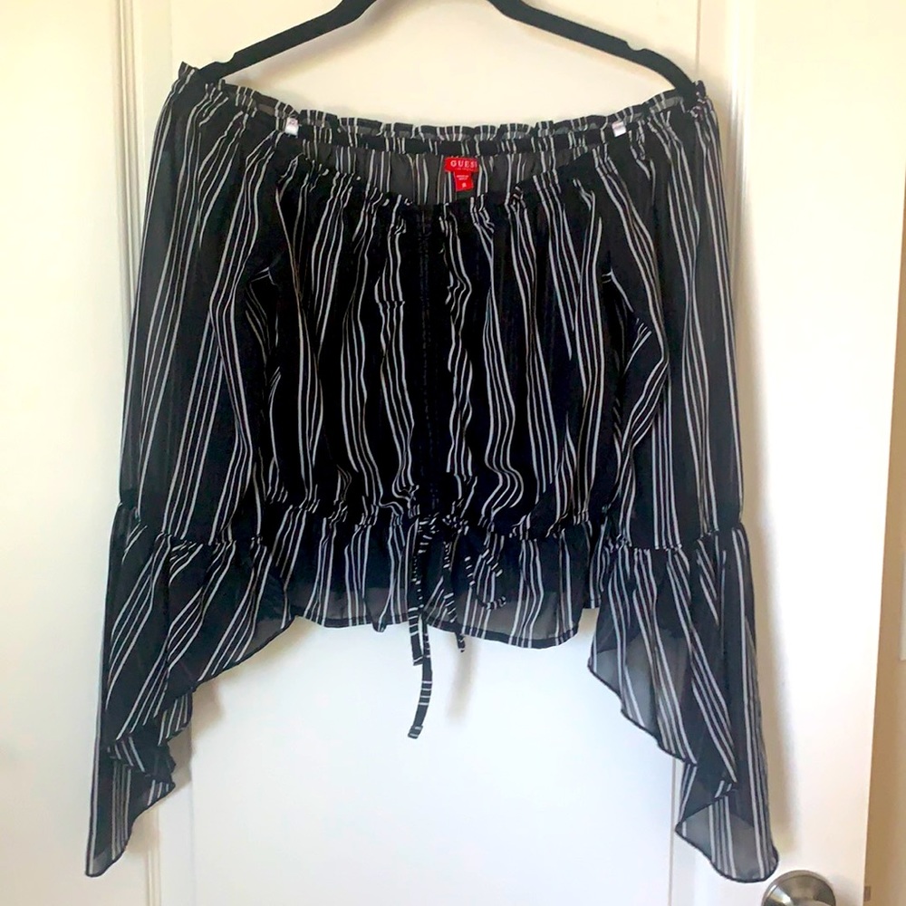 Guess cropped off the shoulder blouse